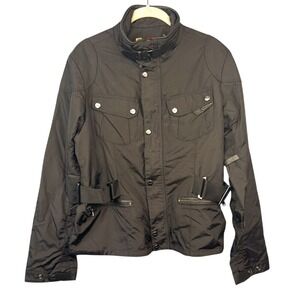 Ralph Lauren RLX Black Motorcycle Jacket Size S Mock Neck with Buckle